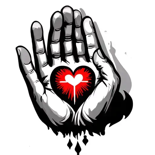 Praying Hand With Jesus Christ Heart Inside Hand