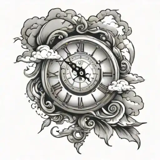 Clock With Clouds Surrounding