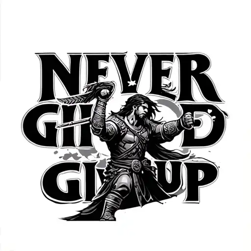 Never Give Up Warrior Battling