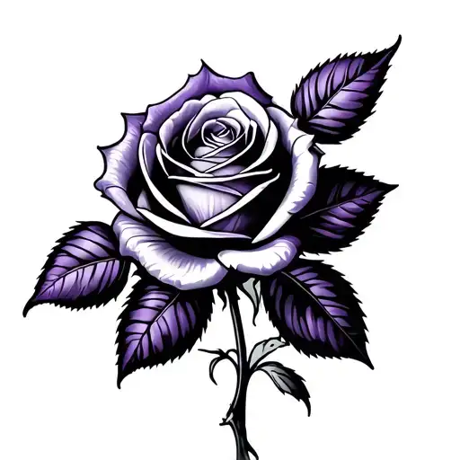 Black Rose With Purple Stem And Leaves
