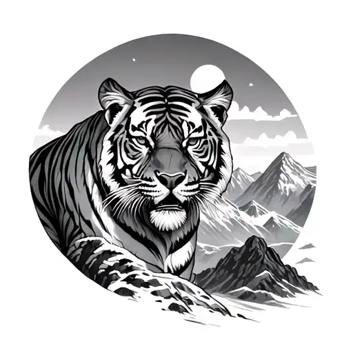 Tiger In Mountains