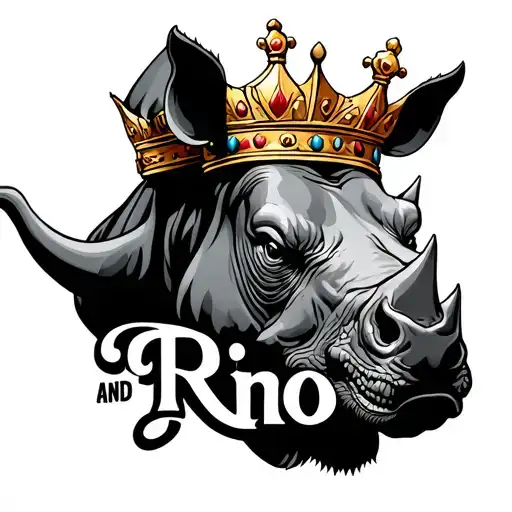 A Rhino That The Bottom Says Rino And At The Top A Crown Of The King