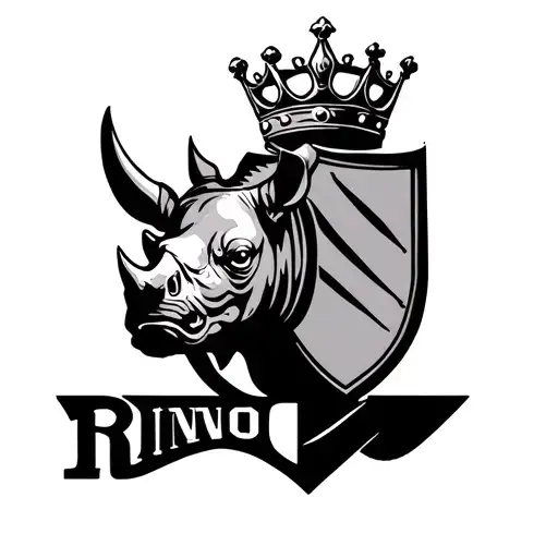 A Rhino That The Bottom Says Rino And At The Top A Crown Of The King Inside A Shield