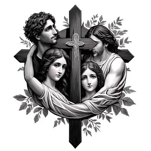 Cross With Family And Faith Men Shoulder