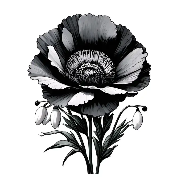 Poppy And Snowdrop Flower Bouquet