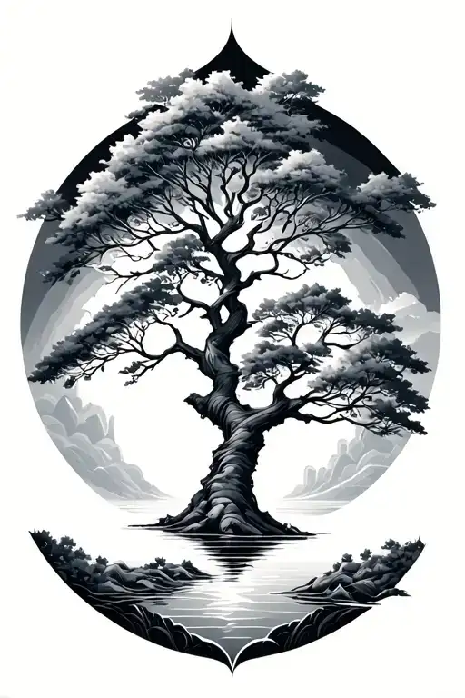 Tree Of Life With Landscape Beauce Simple