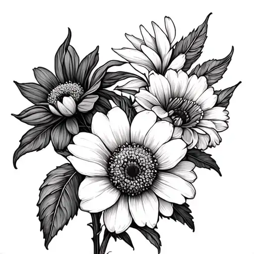 February And March And October And April Birth Flower Outline