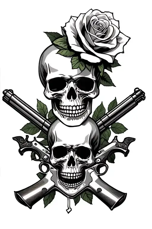 Skull And Roses And Guns Money Drugs