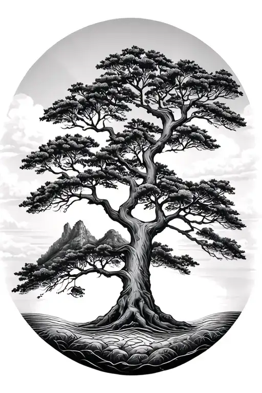 Tree Of Life With Landscape Of Corsica