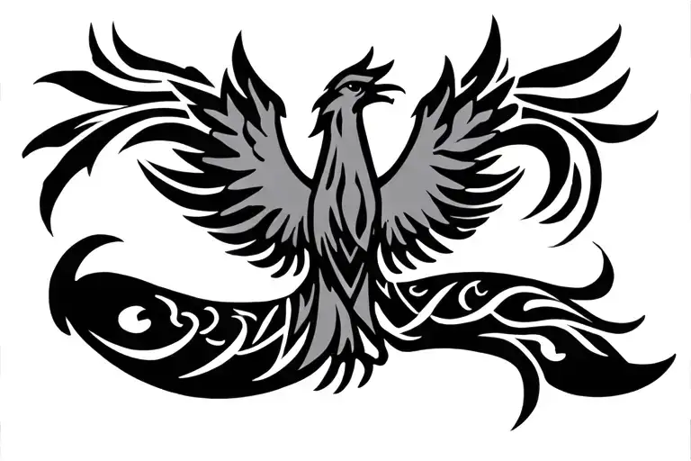 Arm Band Tattoo In Tribal Design Featuring Pheonix In The Center