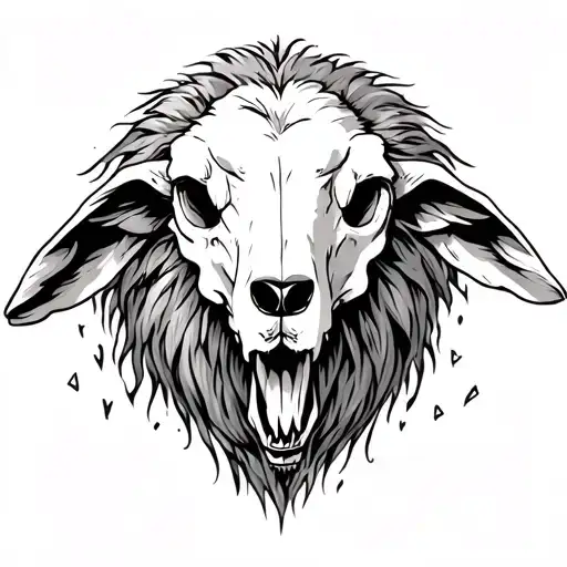 Lamb Wearing Wolf Skull