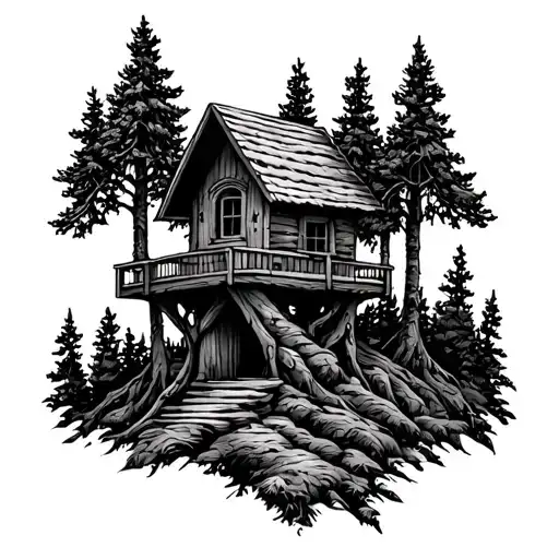 Woodland Treehouse Nestled In The Mountains