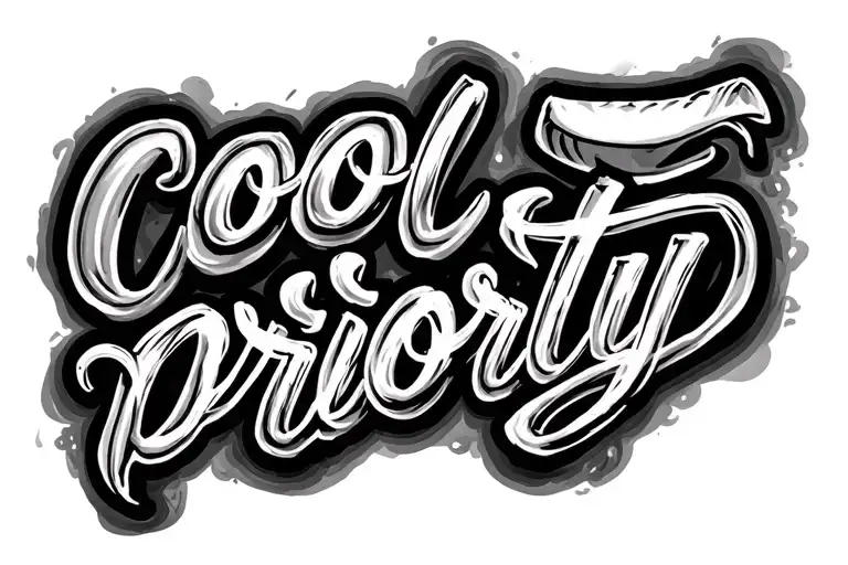 Cool Priorty' Written In Cursive Writing