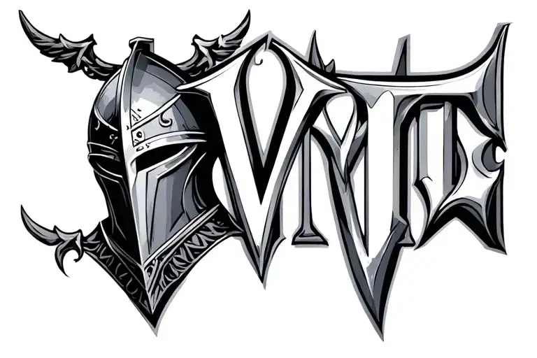 Letters Vtx With Knights Helmet Adorned