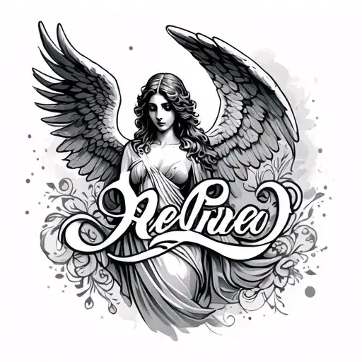 Tatto With Word Angel In Cursive