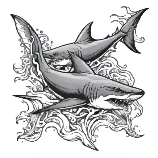 Shark Swimming Together