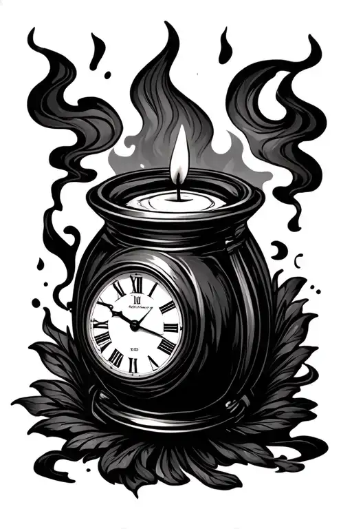 Burning Candle With Watch