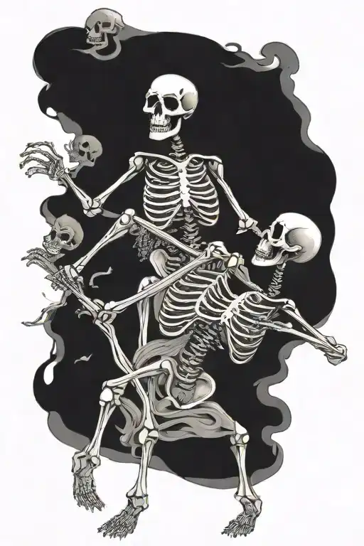 Two Skeletons Dancing Together With The Words Death Will Not Part Us