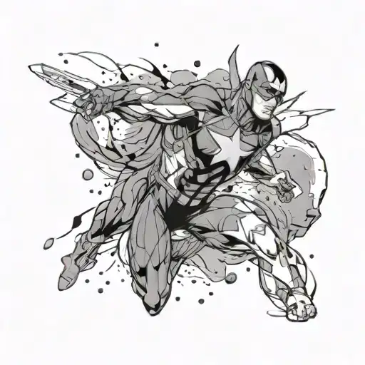 Marvel Sleeve Tattoo With Galaxy Filled