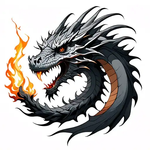 Mystical Dragon Breathing Fire