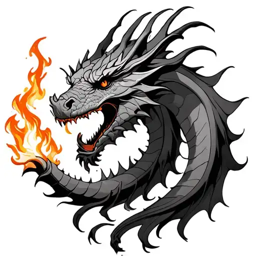Mystical Dragon Breathing Fire