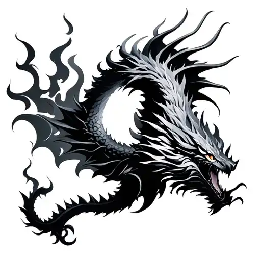 Mystical Dragon Breathing Fire Bird