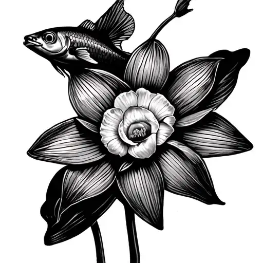 Daffodil And Fish Swimming