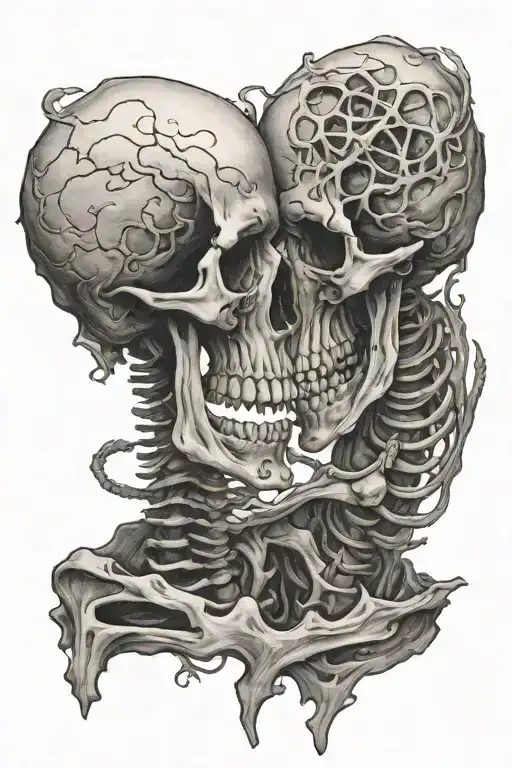 Two Skeletons Kissing Each Other