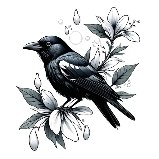 Crow And Snow Drop Flower