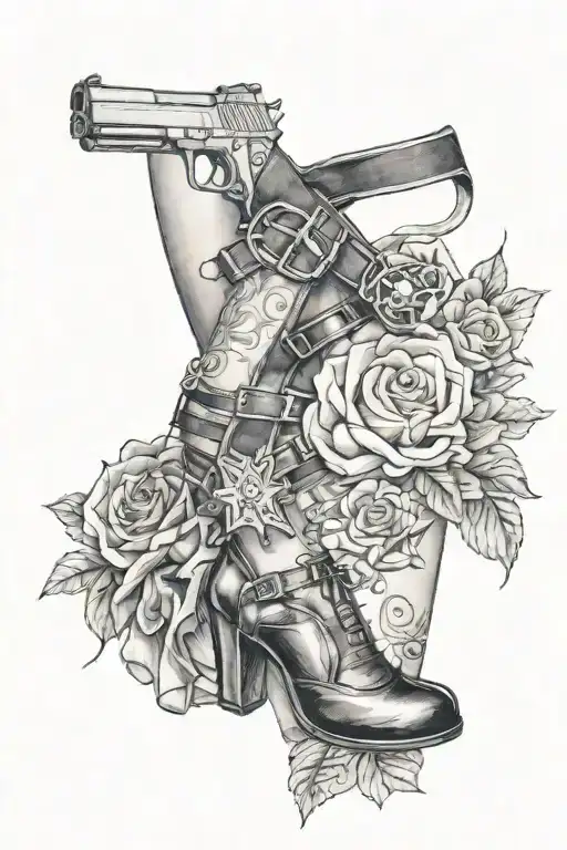 Garter Belt With Pistol Attached To It On A Woman's Leg