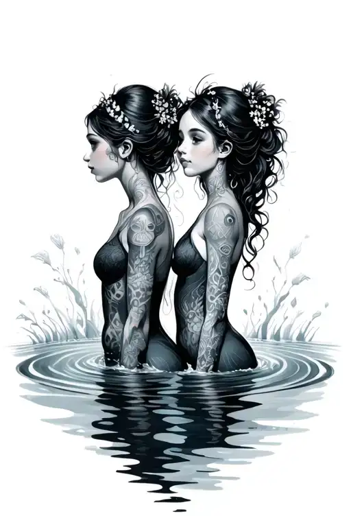 Gemini Twin Girls In Water With Pisces Soul