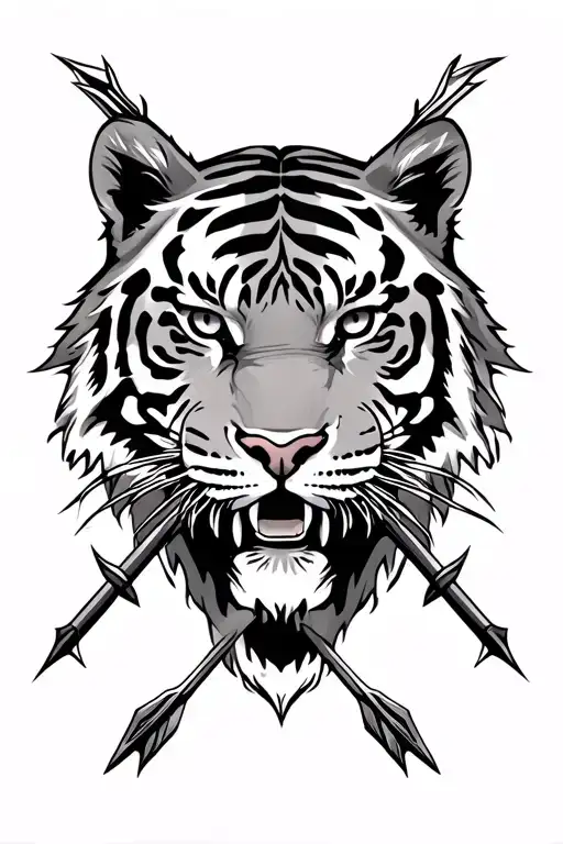 Tiger Wounded By Two Arrows