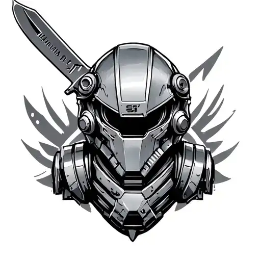 Chef Knife In A T-51 Power Armor Helmet Adorned
