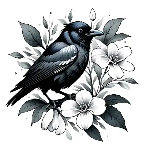 Crow And Snow Drop Flower