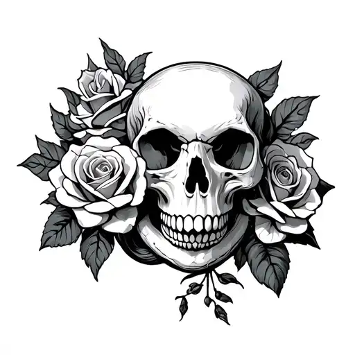 Snake Skull With Roses