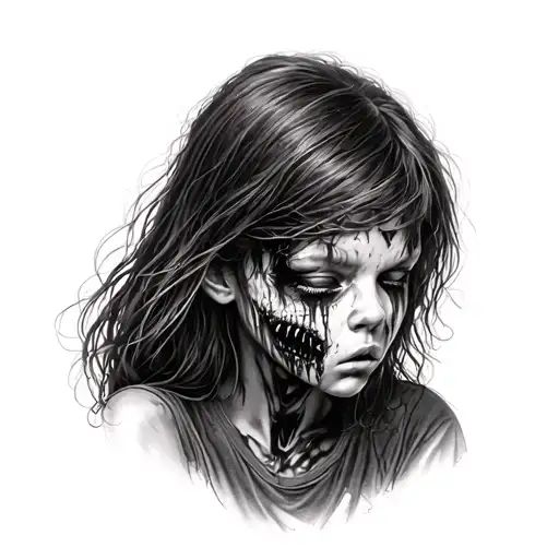 Dark Realistic Traumatised Girl Suffering