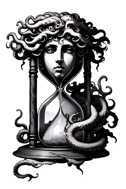 Hourglass With Medusa Face Inside
