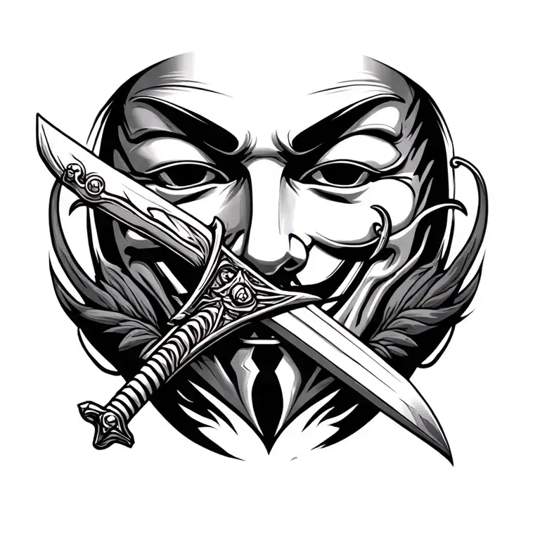 V For Vendetta With Sword Piercing