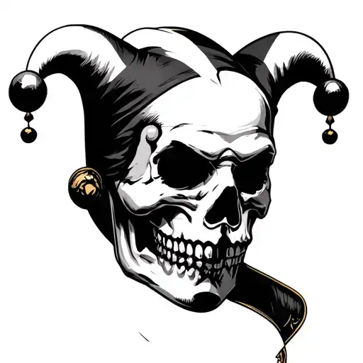 Jester Face With Skull As Face Holding Mask That Has Normal Jester Face On It