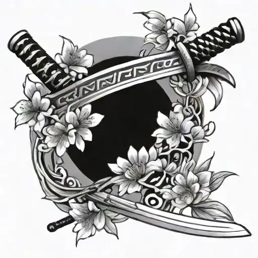 Katana And Cherry Blossoms