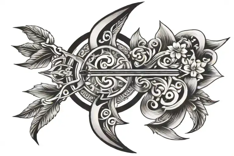 Pinaka Bow And Arrow With Om Markings On Bow And Arrow Stretched