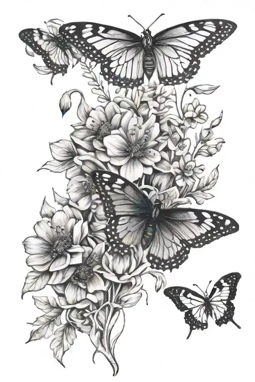 Wild Flowers And Butterflies