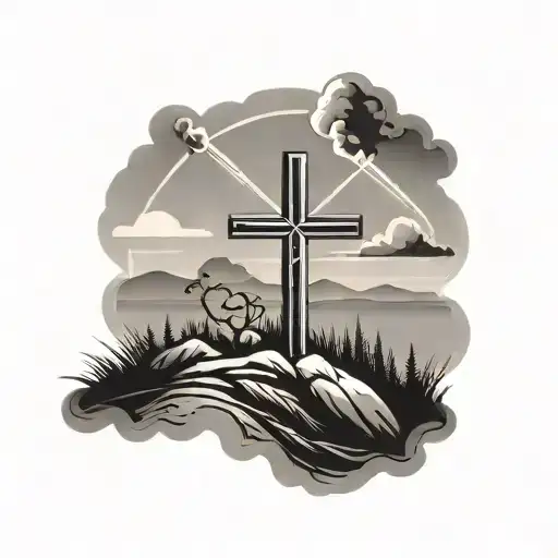 Simple 3 Cross Tatoo On Hill