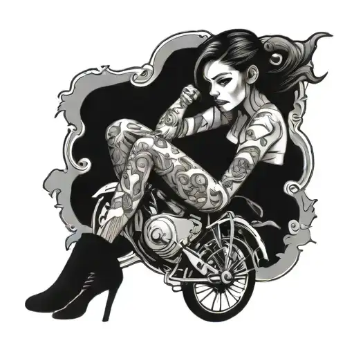 Broken Cycle And Died Girl Sitting