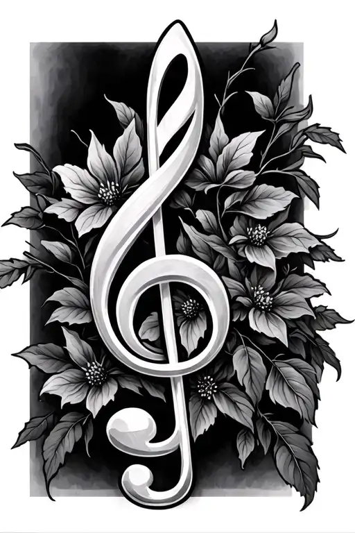 A Treble Clef Wrapped Around A Weeping Willow Flowwer