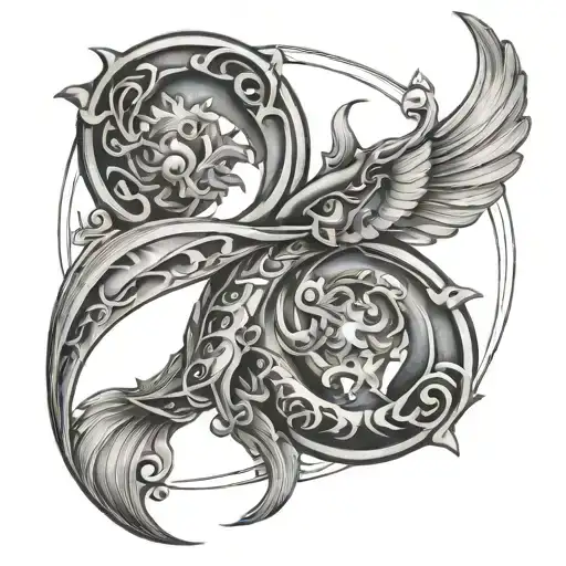 Gemini And Pisces Symbol Intertwined