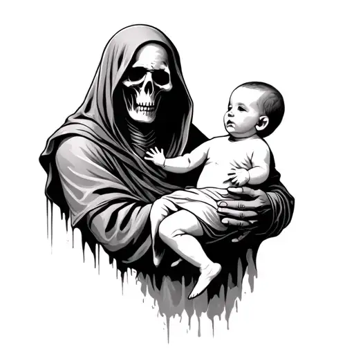 Grim Reaper Holding Baby