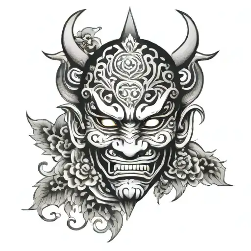 Japanese Hanya Mask Oriental Design Black Only