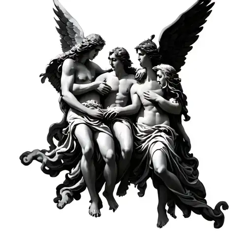 Three Angels Carrying A Man