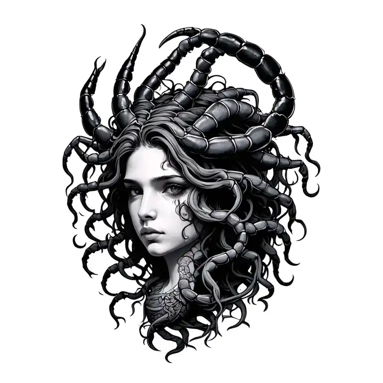 Medusa Head With Scorpion Hair
